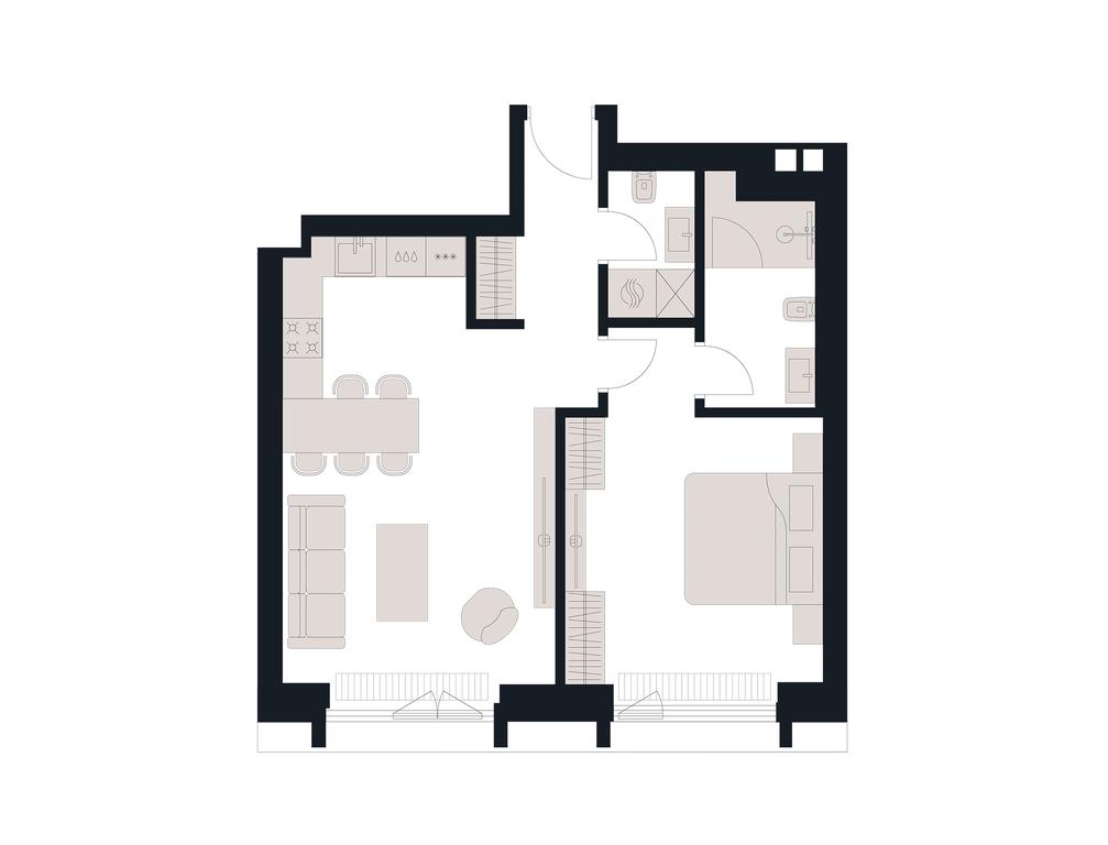 1-BD Apartment Sale, 59.8 sq. m. at Victory Park Residences, Bratyev Fonchenko Street, вл3, Moscow, Russia #1 1-BD Apartment Sale, 59.8 sq. m. at Victory Park Residences, Bratyev Fonchenko Street, вл3, Moscow, Russia #1