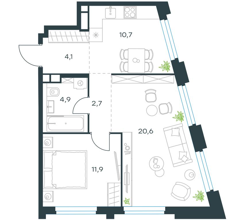 Продажа 1-комн. квартиры, 54,9 м² в ЖК «Левел Нагатинская (Level Нагатинская)», Нагатинская набережная, 10Ас3, Москва, Россия #2