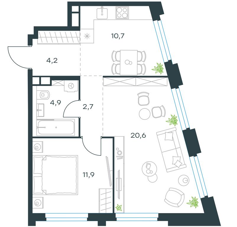 Продажа 1-комн. квартиры, 54,9 м² в ЖК «Левел Нагатинская (Level Нагатинская)», Нагатинская набережная, 10Ас3, Москва, Россия #1