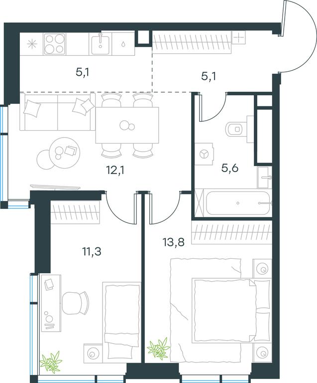 Продажа 2-комн. квартиры, 53 м² в ЖК «Левел Мичуринский (Level Мичуринский)», Озёрная улица, вл1, Москва, Россия #1 Продажа 2-комн. квартиры, 53 м² в ЖК «Левел Мичуринский (Level Мичуринский)», Озёрная улица, вл1, Москва, Россия #1