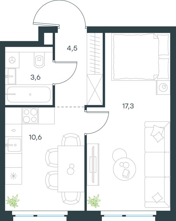 Apartment Sale, 36平方米 at Level Michurinskiy, Озёрная улица, вл1, Москва, Россия #1