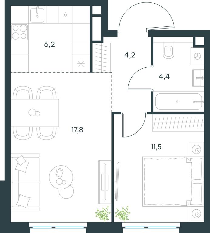 1-BD Apartment Sale, 44.1 sq. m. at Level Michurinskiy, Озёрная улица, вл1, Москва, Россия #1 1-BD Apartment Sale, 44.1 sq. m. at Level Michurinskiy, Озёрная улица, вл1, Москва, Россия #1