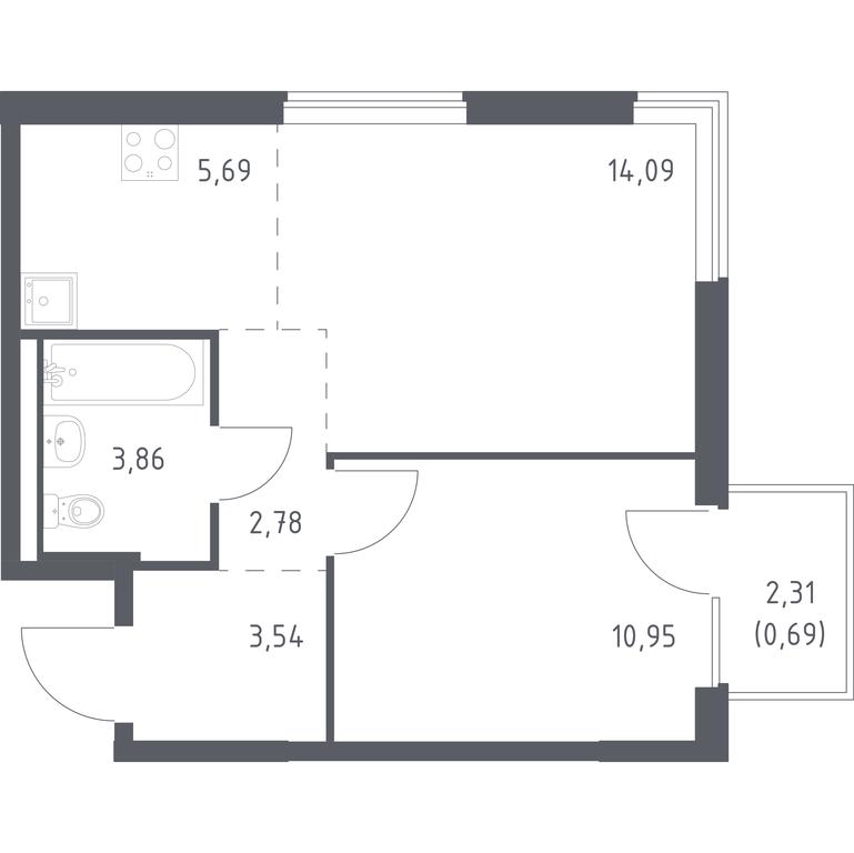 Apartment Sale, 41.6 sq. m. at Mytishchi Park, Silikatnaya ulitsa, 41к3, Mytischi, Moscow Region, Russia #1