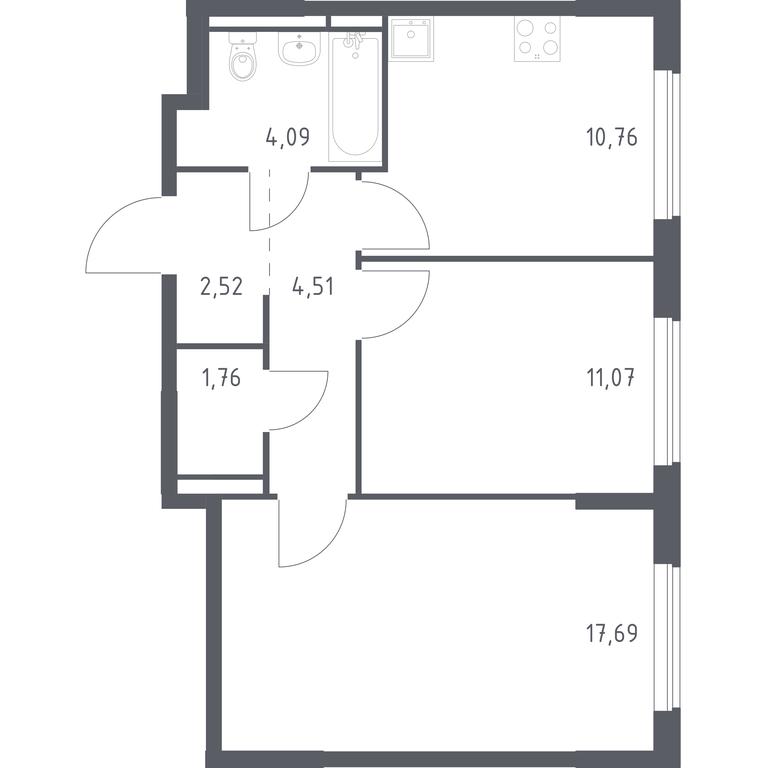1-BD Apartment Sale, 52.4 sq. m. at Mytishchi Park, Silikatnaya ulitsa, 41к3, Mytischi, Moscow Region, Russia #1 1-BD Apartment Sale, 52.4 sq. m. at Mytishchi Park, Silikatnaya ulitsa, 41к3, Mytischi, Moscow Region, Russia #1