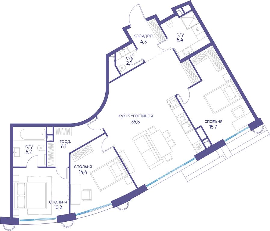 3-BD Apartment Sale, 99 sq. m. at Ostrov, Nizhnye Mnyovniki Street, 37Ас4, Moscow, Russia #1 3-BD Apartment Sale, 99 sq. m. at Ostrov, Nizhnye Mnyovniki Street, 37Ас4, Moscow, Russia #1