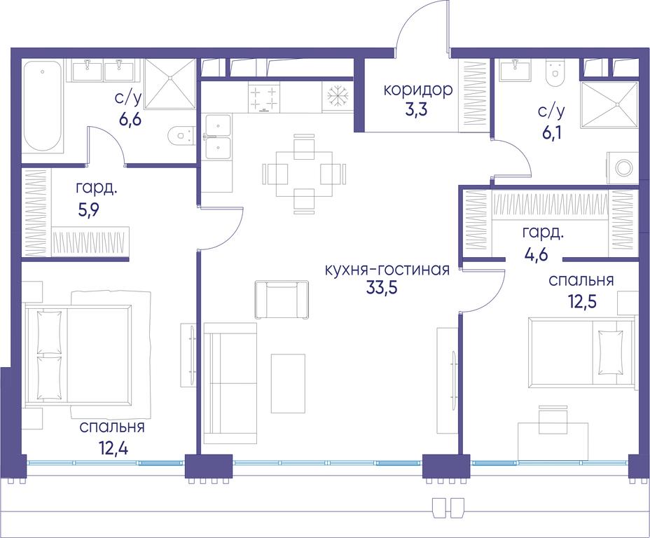 2-BD Apartment Sale, 84.9 sq. m. at Ostrov, Nizhnye Mnyovniki Street, 37Ас4, Moscow, Russia #1 2-BD Apartment Sale, 84.9 sq. m. at Ostrov, Nizhnye Mnyovniki Street, 37Ас4, Moscow, Russia #1