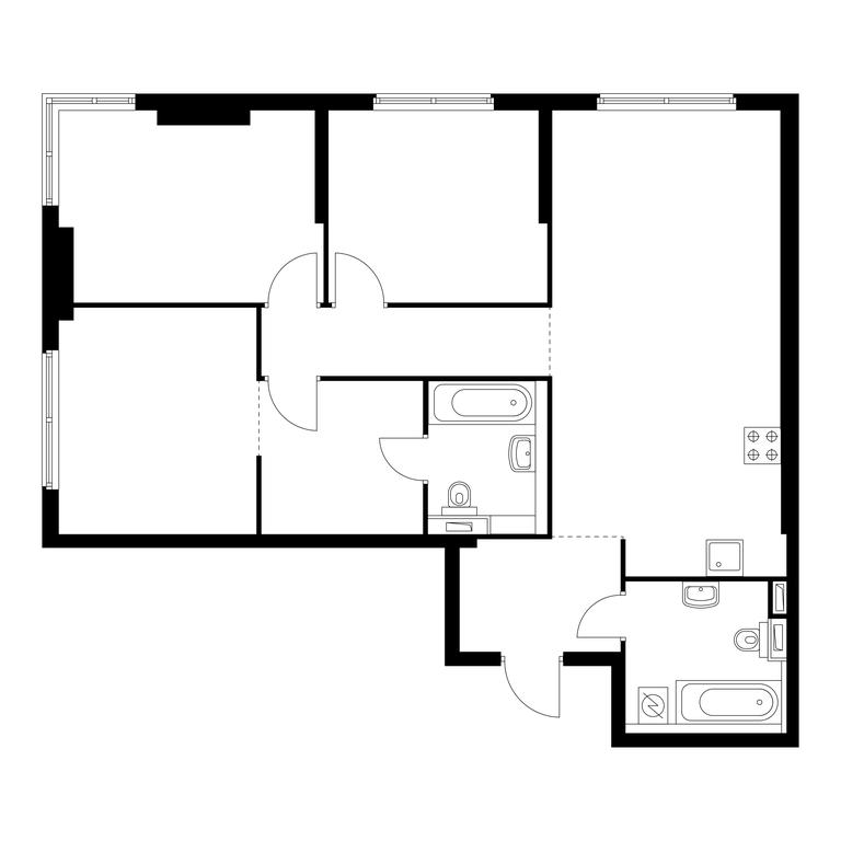 3-BD Apartment Sale, 88.3平方米 at Holland Park, Volokolamskoye Highway, 71/13к1, Moscow, Russia #1