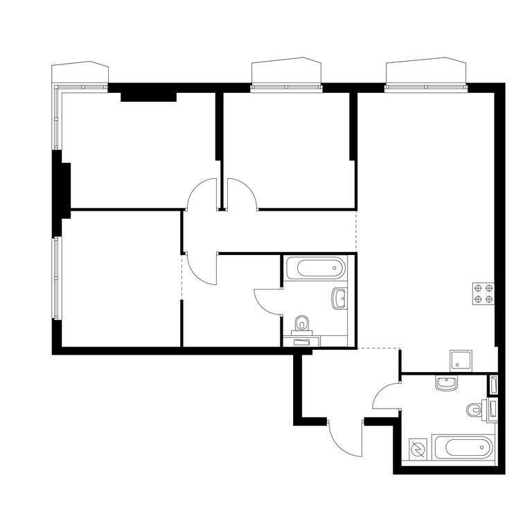 3-BD Apartment Sale, 88.3平方米 at Holland Park, Volokolamskoye Highway, 71/13к1, Moscow, Russia #2