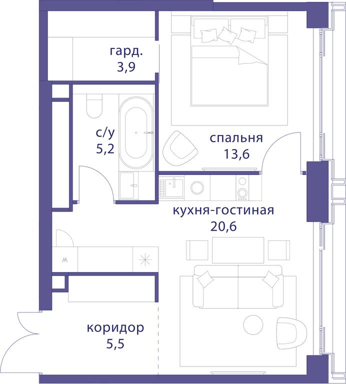 1-BD Apartment Sale, 48.8平方米 at Tatarskaya 35, Bolshaya Tatarskaya Street, Moscow, Russia #1 1-BD Apartment Sale, 48.8平方米 at Tatarskaya 35, Bolshaya Tatarskaya Street, Moscow, Russia #1