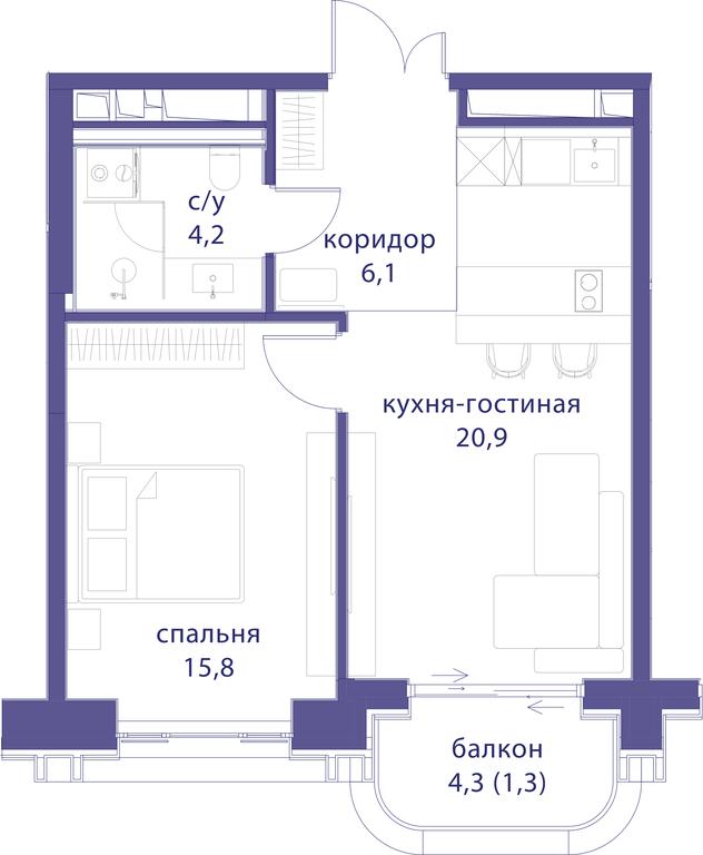 1-BD Apartment Sale, 48.3 sq. m. at Tatarskaya 35, Bolshaya Tatarskaya Street, Moscow, Russia #1 1-BD Apartment Sale, 48.3 sq. m. at Tatarskaya 35, Bolshaya Tatarskaya Street, Moscow, Russia #1