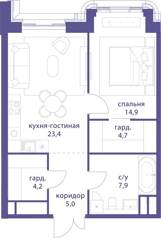 1-BD Apartment Sale, 57.6 sq. m. at Tatarskaya 35, Bolshaya Tatarskaya Street, Moscow, Russia #1 1-BD Apartment Sale, 57.6 sq. m. at Tatarskaya 35, Bolshaya Tatarskaya Street, Moscow, Russia #1