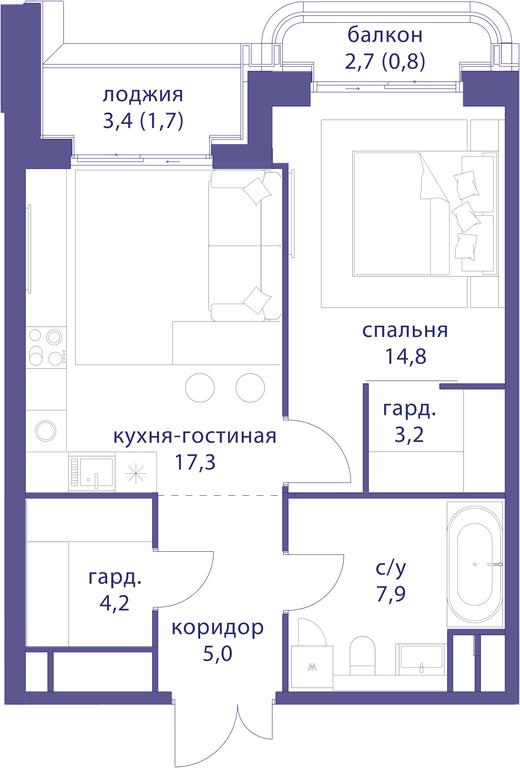 1-BD Apartment Sale, 54.9 sq. m. at Tatarskaya 35, Bolshaya Tatarskaya Street, Moscow, Russia #1 1-BD Apartment Sale, 54.9 sq. m. at Tatarskaya 35, Bolshaya Tatarskaya Street, Moscow, Russia #1