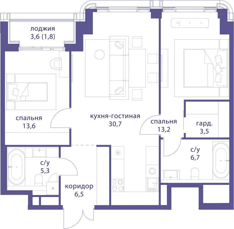2-BD Apartment Sale, 83.3平方米 at Tatarskaya 35, Bolshaya Tatarskaya Street, Moscow, Russia #1 2-BD Apartment Sale, 83.3平方米 at Tatarskaya 35, Bolshaya Tatarskaya Street, Moscow, Russia #1