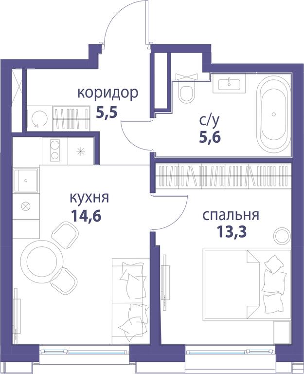1-BD Apartment Sale, 39 sq. m. at Simvol, Nevelskogo Drive, 6к1, Moscow, Russia #1