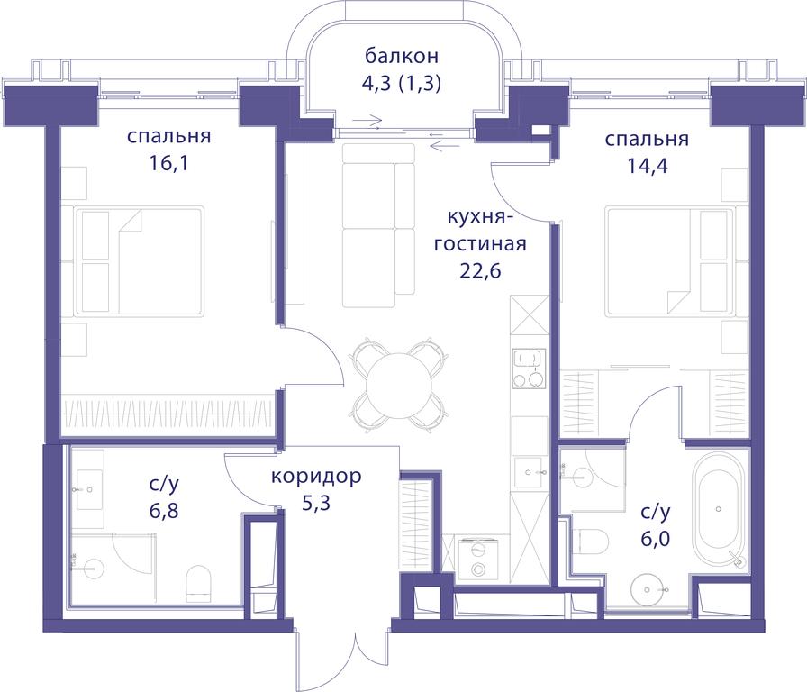 2-BD Apartment Sale, 72.5 sq. m. at Tatarskaya 35, Bolshaya Tatarskaya Street, Moscow, Russia #1 2-BD Apartment Sale, 72.5 sq. m. at Tatarskaya 35, Bolshaya Tatarskaya Street, Moscow, Russia #1