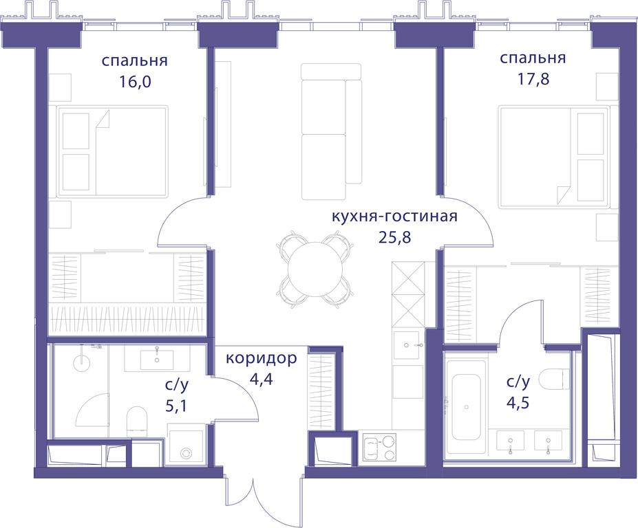 2-BD Apartment Sale, 73.6 sq. m. at Tatarskaya 35, Bolshaya Tatarskaya Street, Moscow, Russia #1 2-BD Apartment Sale, 73.6 sq. m. at Tatarskaya 35, Bolshaya Tatarskaya Street, Moscow, Russia #1