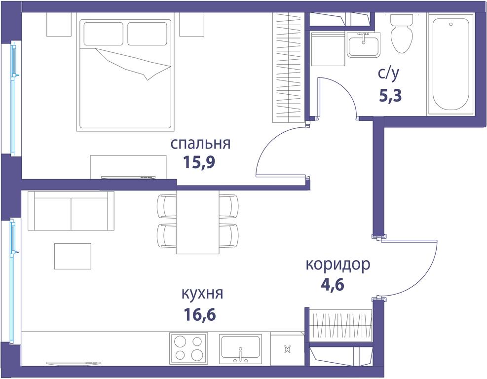 Продажа 1-комн. квартиры, 42,5 м² в ЖК «Символ», проезд Невельского, 6к1, Москва, Россия #1 Продажа 1-комн. квартиры, 42,5 м² в ЖК «Символ», проезд Невельского, 6к1, Москва, Россия #1