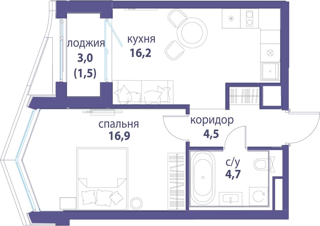 Продажа 1-комн. квартиры, 43,9 м² в ЖК «Символ», проезд Невельского, 6к1, Москва, Россия #1 Продажа 1-комн. квартиры, 43,9 м² в ЖК «Символ», проезд Невельского, 6к1, Москва, Россия #1