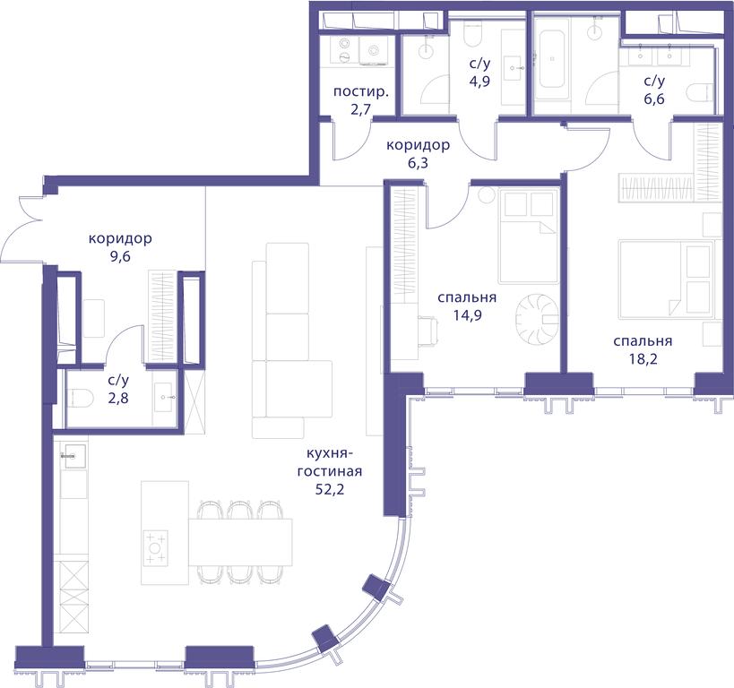 2-BD Apartment Sale, 118.2 sq. m. at Tatarskaya 35, Bolshaya Tatarskaya Street, Moscow, Russia #1 2-BD Apartment Sale, 118.2 sq. m. at Tatarskaya 35, Bolshaya Tatarskaya Street, Moscow, Russia #1