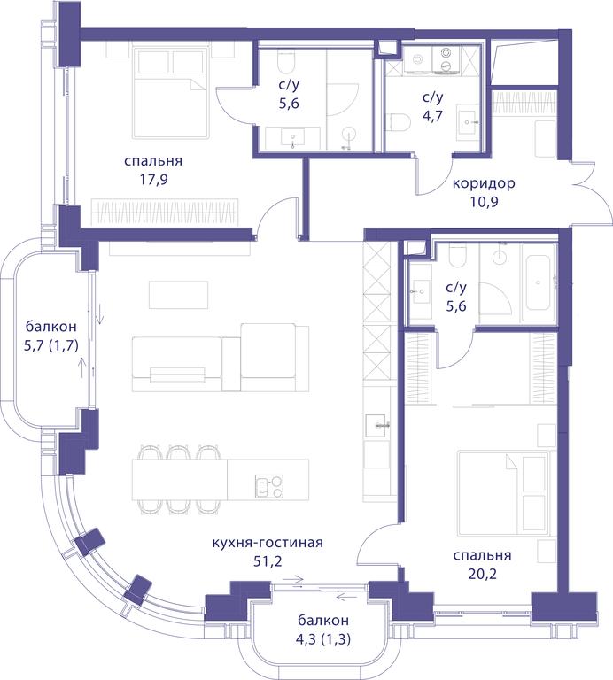2-BD Apartment Sale, 119.1平方米 at Tatarskaya 35, Bolshaya Tatarskaya Street, Moscow, Russia #1