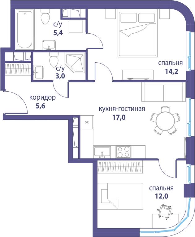 Продажа 2-комн. квартиры, 57,2 м² в ЖК «Символ», проезд Невельского, 6к1, Москва, Россия #1 Продажа 2-комн. квартиры, 57,2 м² в ЖК «Символ», проезд Невельского, 6к1, Москва, Россия #1