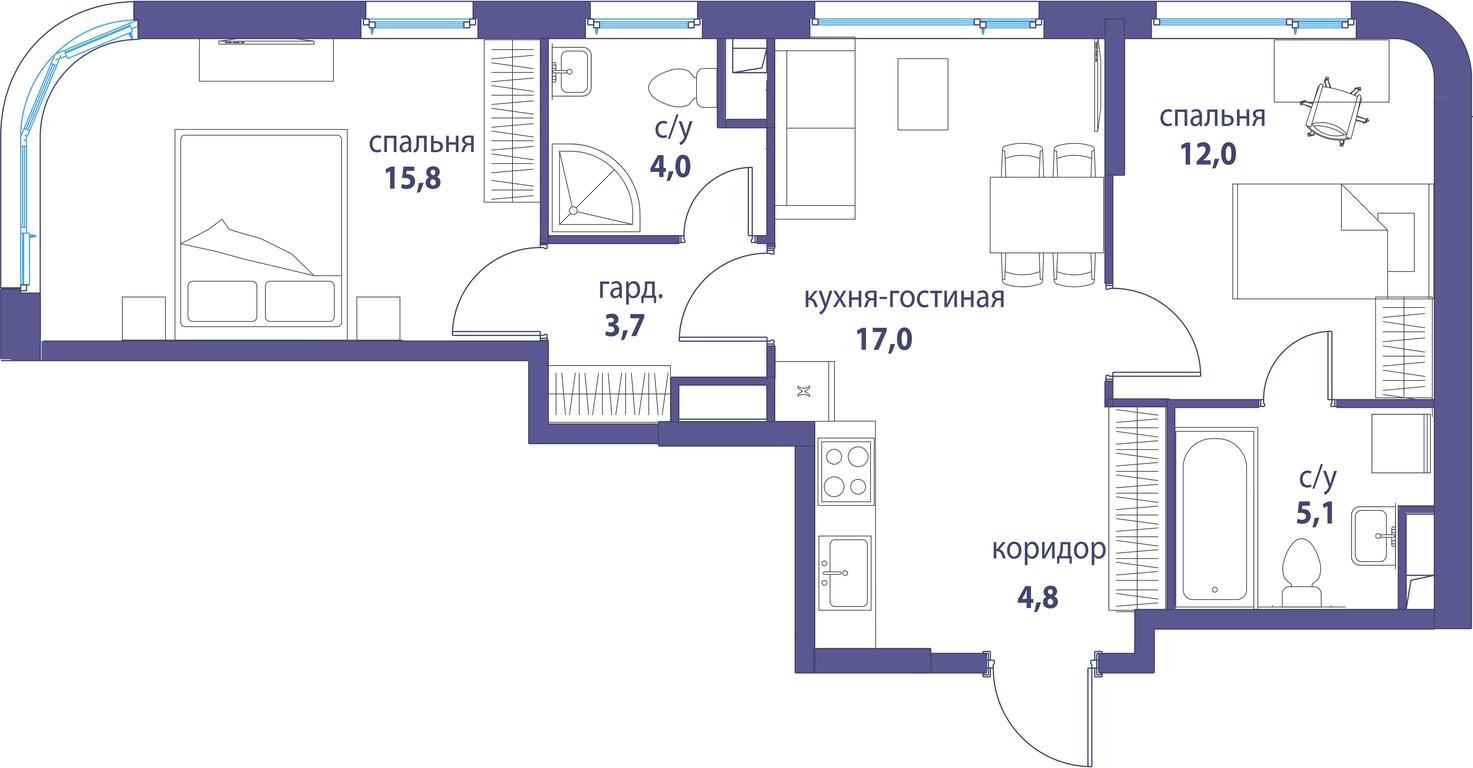 Продажа 2-комн. квартиры, 62,8 м² в ЖК «Символ», проезд Невельского, 6к1, Москва, Россия #1 Продажа 2-комн. квартиры, 62,8 м² в ЖК «Символ», проезд Невельского, 6к1, Москва, Россия #1