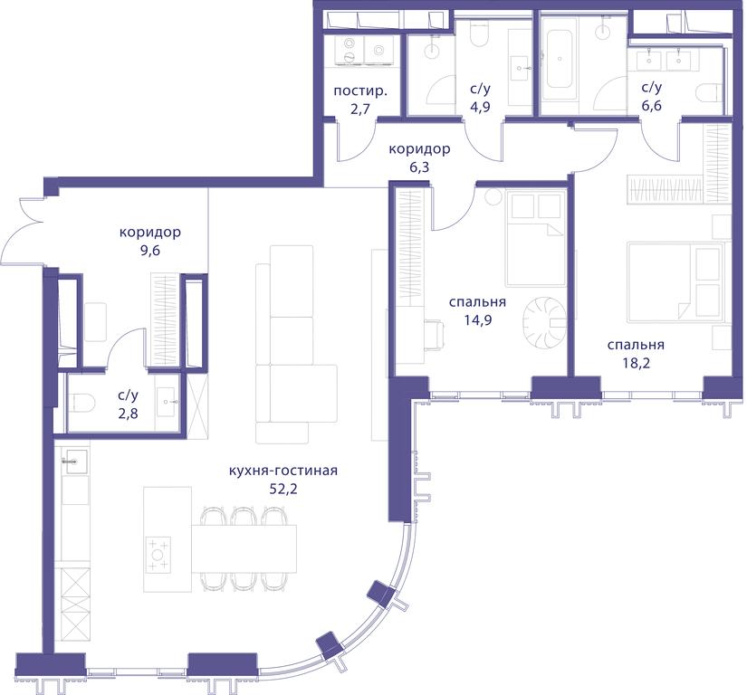 2-BD Apartment Sale, 118.2平方米 at Tatarskaya 35, Bolshaya Tatarskaya Street, Moscow, Russia #1 2-BD Apartment Sale, 118.2平方米 at Tatarskaya 35, Bolshaya Tatarskaya Street, Moscow, Russia #1