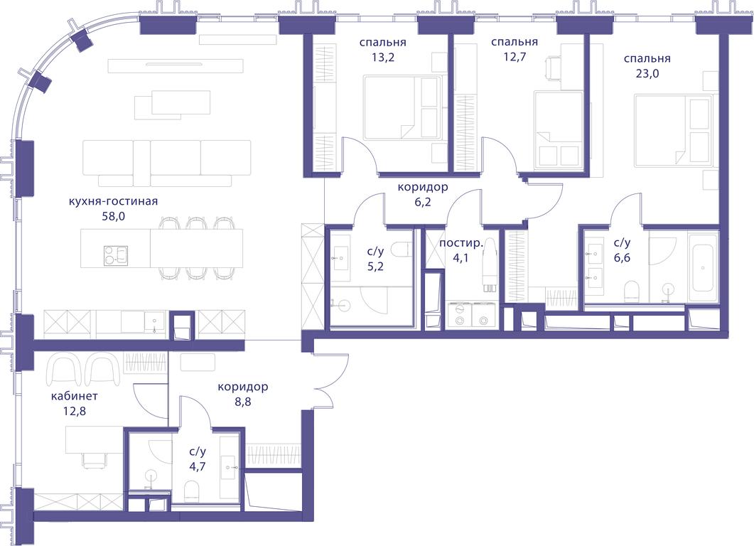 4-BD Apartment Sale, 155.3平方米 at Tatarskaya 35, Bolshaya Tatarskaya Street, Moscow, Russia #1