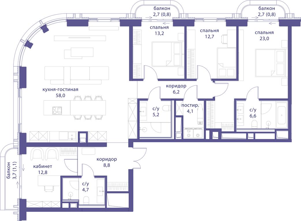 4-BD Apartment Sale, 158 sq. m. at Tatarskaya 35, Bolshaya Tatarskaya Street, Moscow, Russia #1