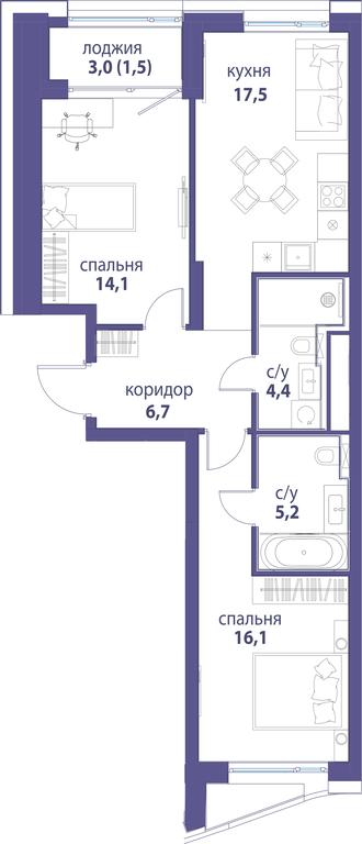 Продажа 2-комн. квартиры, 65,5 м² в ЖК «Символ», проезд Невельского, 6к1, Москва, Россия #1 Продажа 2-комн. квартиры, 65,5 м² в ЖК «Символ», проезд Невельского, 6к1, Москва, Россия #1