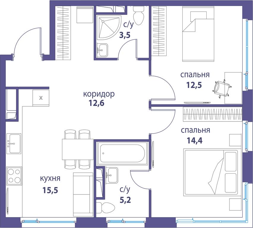Продажа 2-комн. квартиры, 63,9 м² в ЖК «Символ», проезд Невельского, 6к1, Москва, Россия #1 Продажа 2-комн. квартиры, 63,9 м² в ЖК «Символ», проезд Невельского, 6к1, Москва, Россия #1