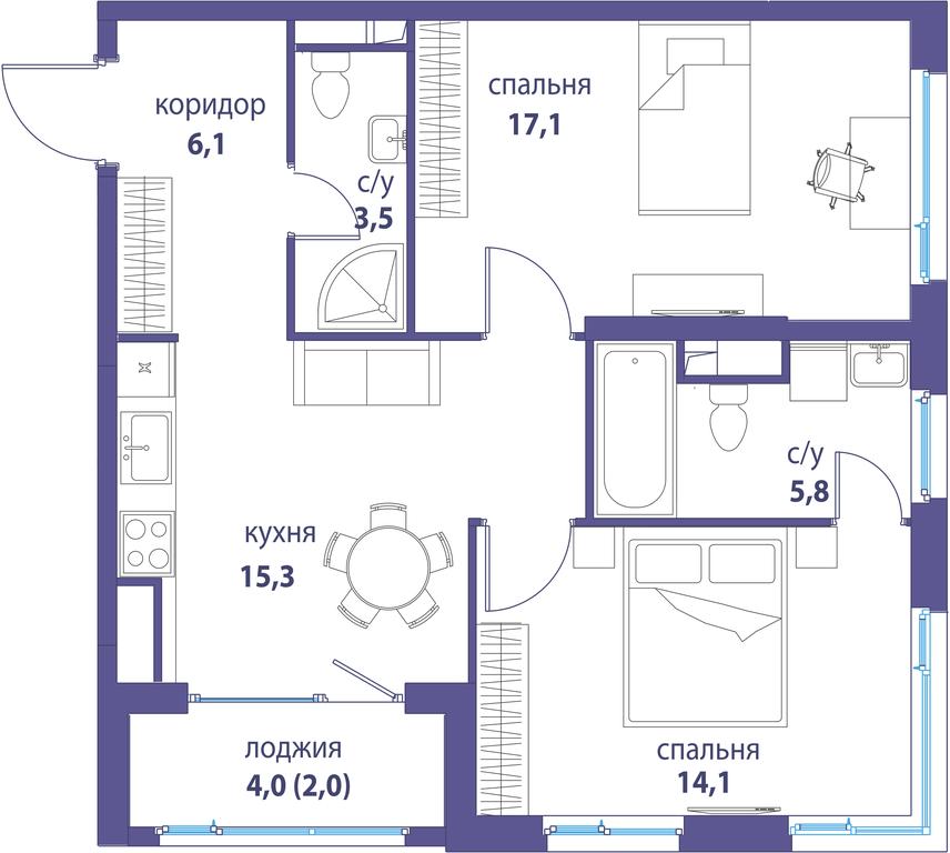 Продажа 2-комн. квартиры, 64,8 м² в ЖК «Символ», проезд Невельского, 6к1, Москва, Россия #1 Продажа 2-комн. квартиры, 64,8 м² в ЖК «Символ», проезд Невельского, 6к1, Москва, Россия #1