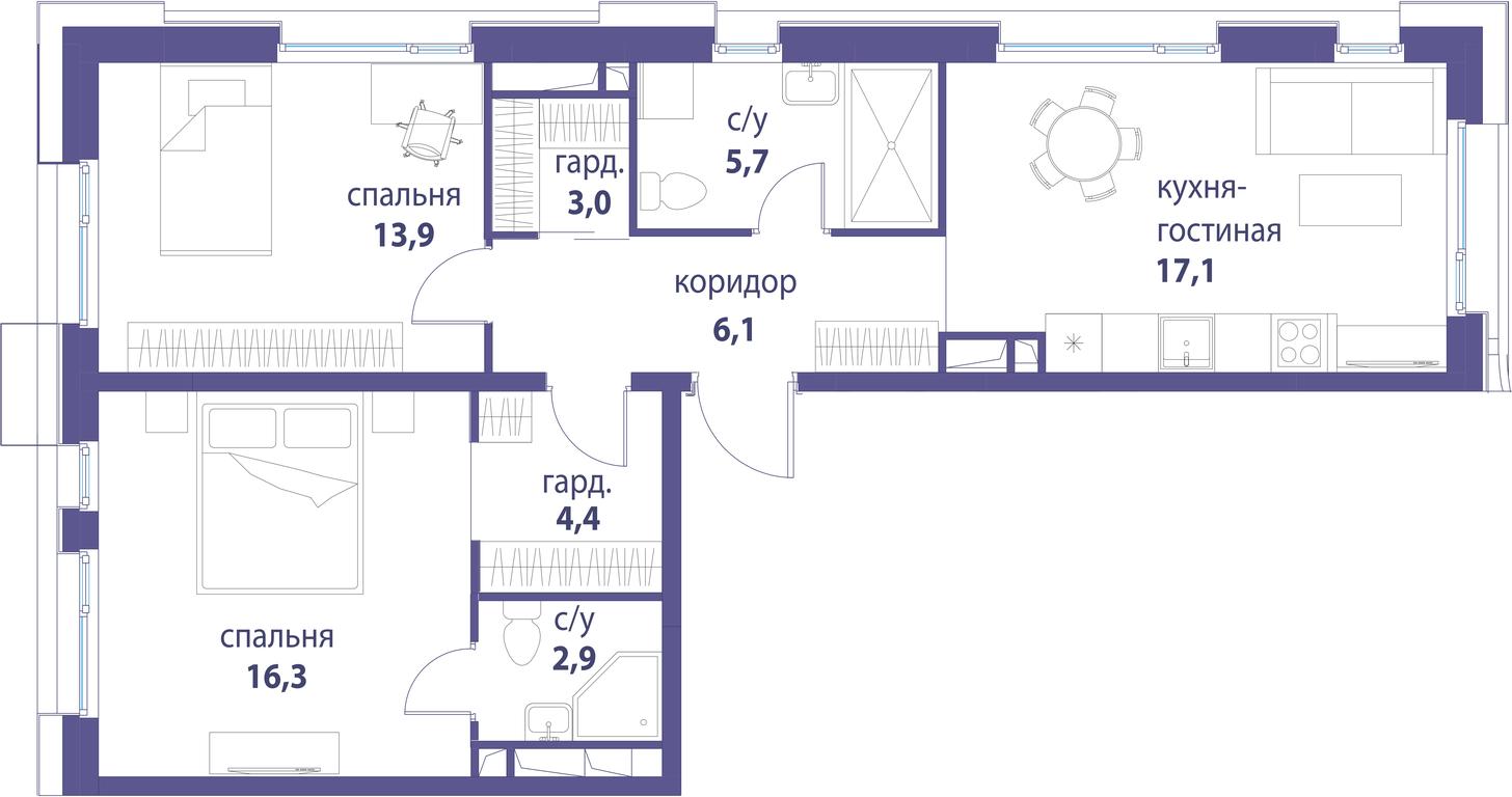 Продажа 2-комн. квартиры, 69,4 м² в ЖК «Символ», проезд Невельского, 6к1, Москва, Россия #1 Продажа 2-комн. квартиры, 69,4 м² в ЖК «Символ», проезд Невельского, 6к1, Москва, Россия #1