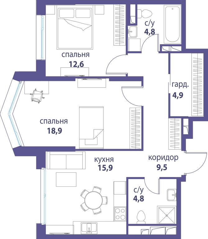 Продажа 2-комн. квартиры, 71,4 м² в ЖК «Символ», проезд Невельского, 6к1, Москва, Россия #1 Продажа 2-комн. квартиры, 71,4 м² в ЖК «Символ», проезд Невельского, 6к1, Москва, Россия #1