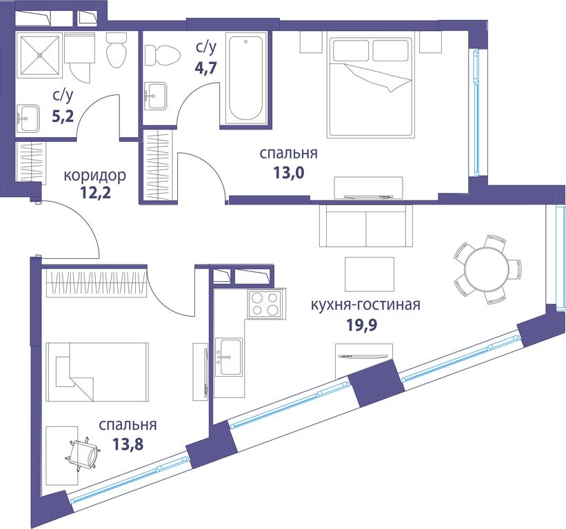 Продажа 2-комн. квартиры, 68,7 м² в ЖК «Символ», проезд Невельского, 6к1, Москва, Россия #1 Продажа 2-комн. квартиры, 68,7 м² в ЖК «Символ», проезд Невельского, 6к1, Москва, Россия #1