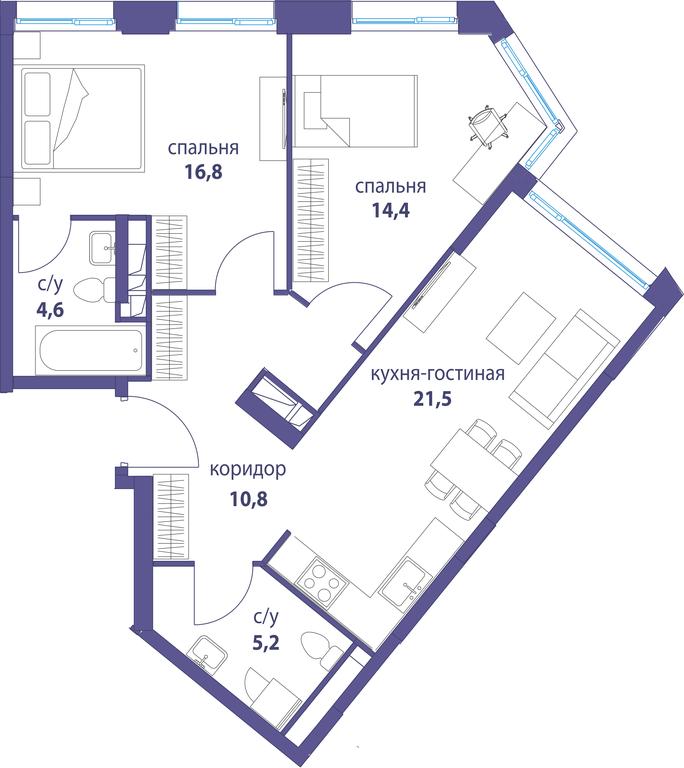 Продажа 2-комн. квартиры, 73,3 м² в ЖК «Символ», проезд Невельского, 6к1, Москва, Россия #1 Продажа 2-комн. квартиры, 73,3 м² в ЖК «Символ», проезд Невельского, 6к1, Москва, Россия #1