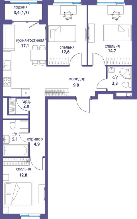 Продажа 3-комн. квартиры, 84,1 м² в ЖК «Символ», проезд Невельского, 6к1, Москва, Россия #1 Продажа 3-комн. квартиры, 84,1 м² в ЖК «Символ», проезд Невельского, 6к1, Москва, Россия #1