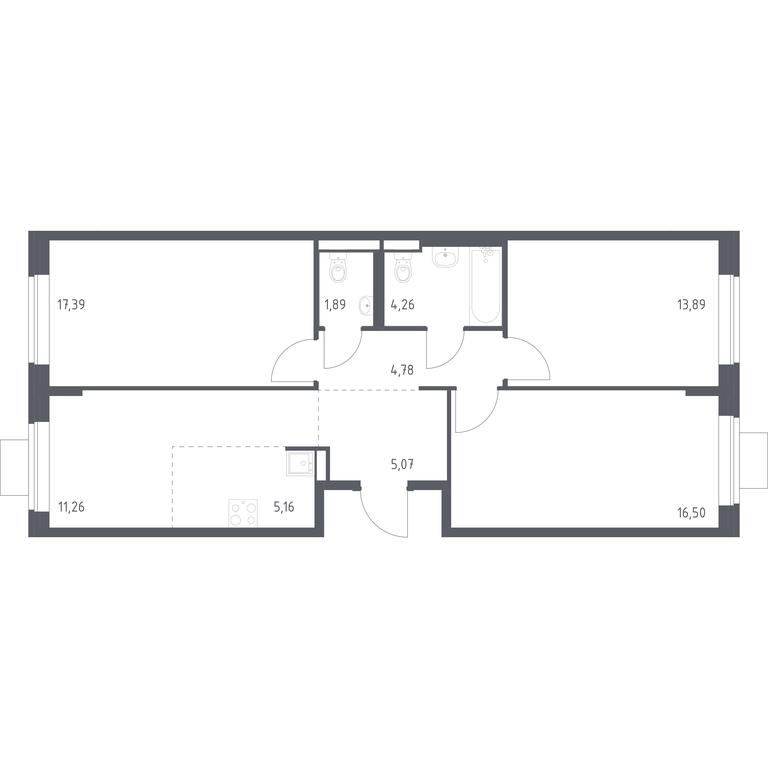 2-BD Apartment Sale, 80.2 sq. m. at Podolskie Kvartaly, zhiloy kompleks Podolskiye Kvartaly, Ryazanovskoe Settlement, Moscow, Russia #1