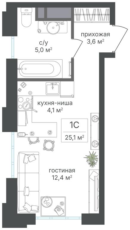 Apartment Sale, 25.1 sq. m. at Mikhalkovskiy, Mikhalkovskaya Street, 48, Moscow, Russia #1