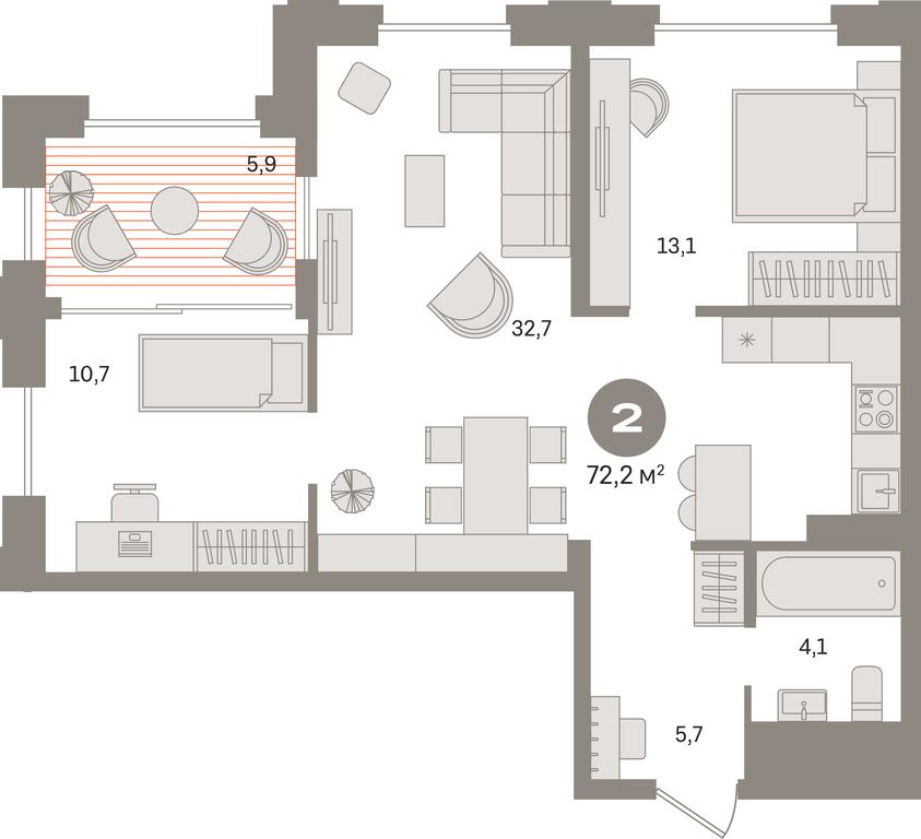 2-BD Apartment Sale, 72.2平方米 at Kvartal «MONS», Ogorodny Drive, Moscow, Russia #1 2-BD Apartment Sale, 72.2平方米 at Kvartal «MONS», Ogorodny Drive, Moscow, Russia #1