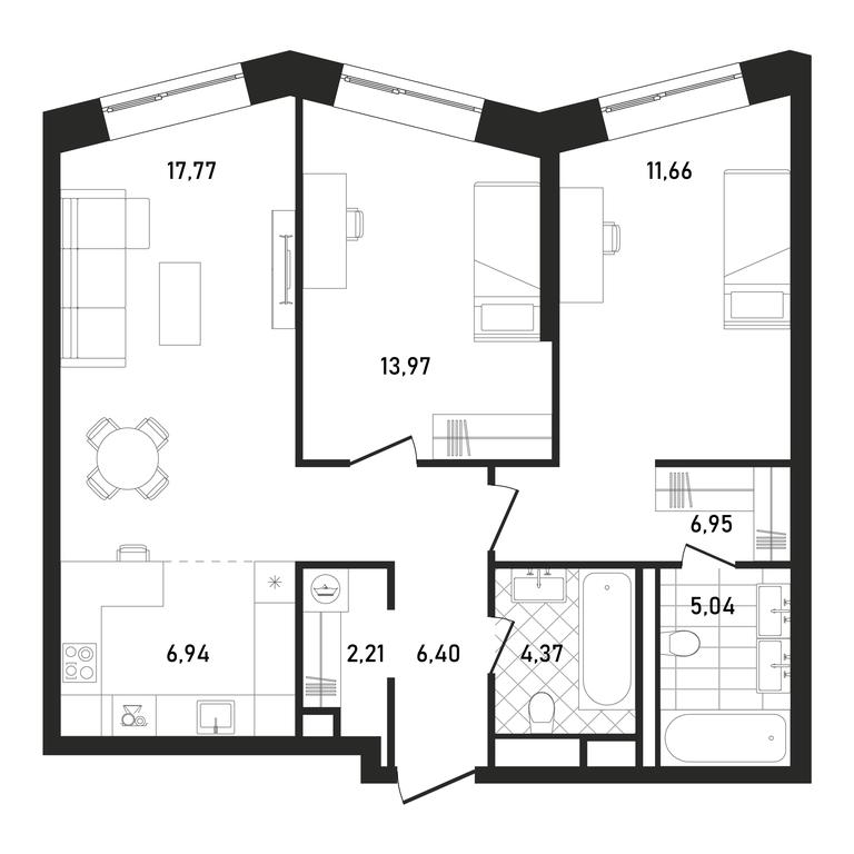 2-BD Apartment Sale, 75.31 sq. m. at Republic, Presnensky Val Street, 27с1, Moscow, Russia #1 2-BD Apartment Sale, 75.31 sq. m. at Republic, Presnensky Val Street, 27с1, Moscow, Russia #1