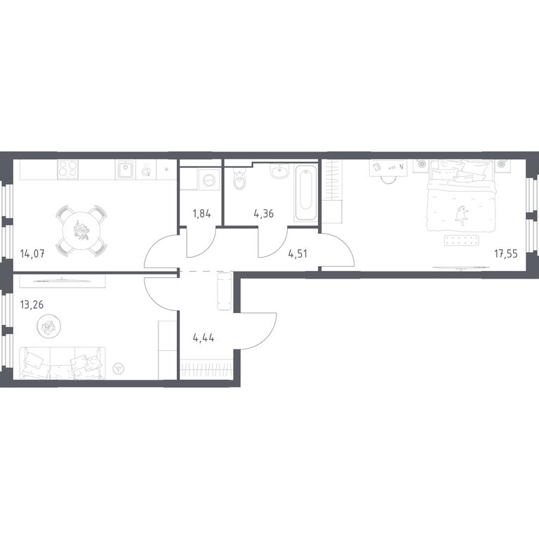 1-BD Apartment Sale, 60.03平方米 at Kosmicheskiy kvartal, M.K. Tikhonravova Street, Yubileyniy Microdistrict, Korolyov, Moscow Region, Russia #2 1-BD Apartment Sale, 60.03平方米 at Kosmicheskiy kvartal, M.K. Tikhonravova Street, Yubileyniy Microdistrict, Korolyov, Moscow Region, Russia #2