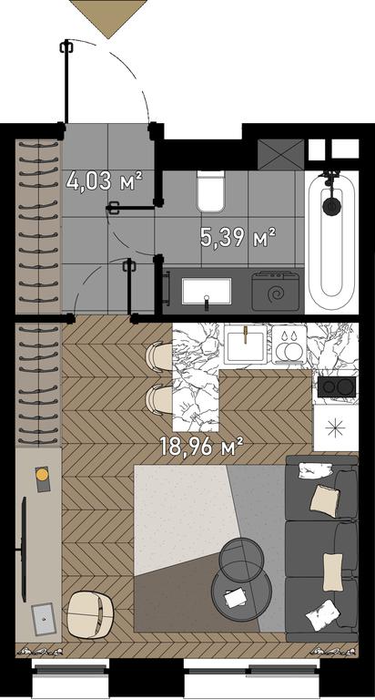 1-BD Apartment Sale, 28.2 sq. m. at Zorge 9, Zorge Street, 9к1, Moscow, Russia #1