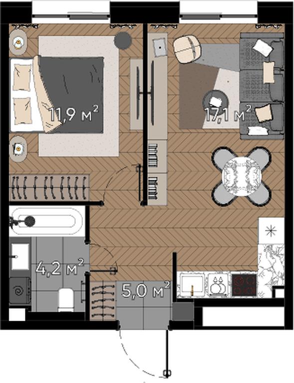 2-BD Apartment Sale, 38.2 sq. m. at Zorge 9, Zorge Street, 9к1, Moscow, Russia #2