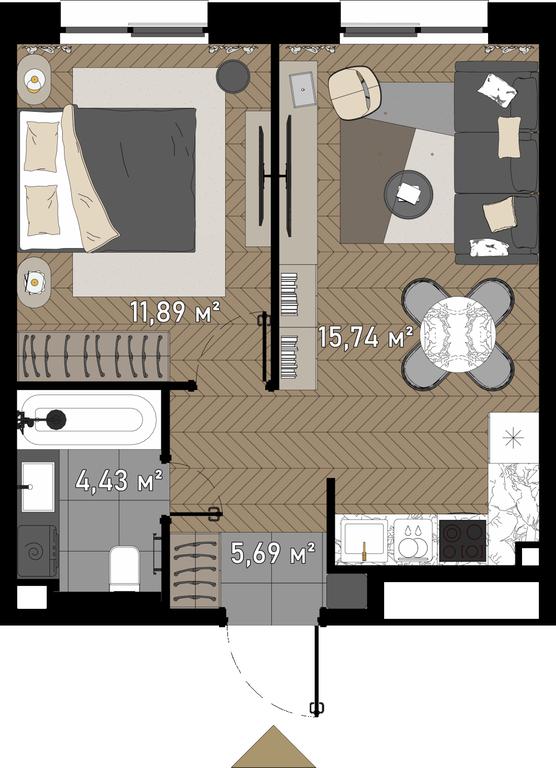 2-BD Apartment Sale, 38.2 sq. m. at Zorge 9, Zorge Street, 9к1, Moscow, Russia #1