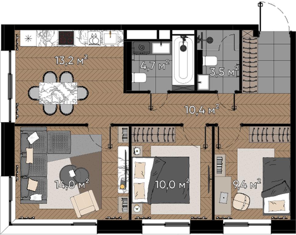 4-BD Apartment Sale, 65.2 sq. m. at Zorge 9, Zorge Street, 9к1, Moscow, Russia #2 4-BD Apartment Sale, 65.2 sq. m. at Zorge 9, Zorge Street, 9к1, Moscow, Russia #2