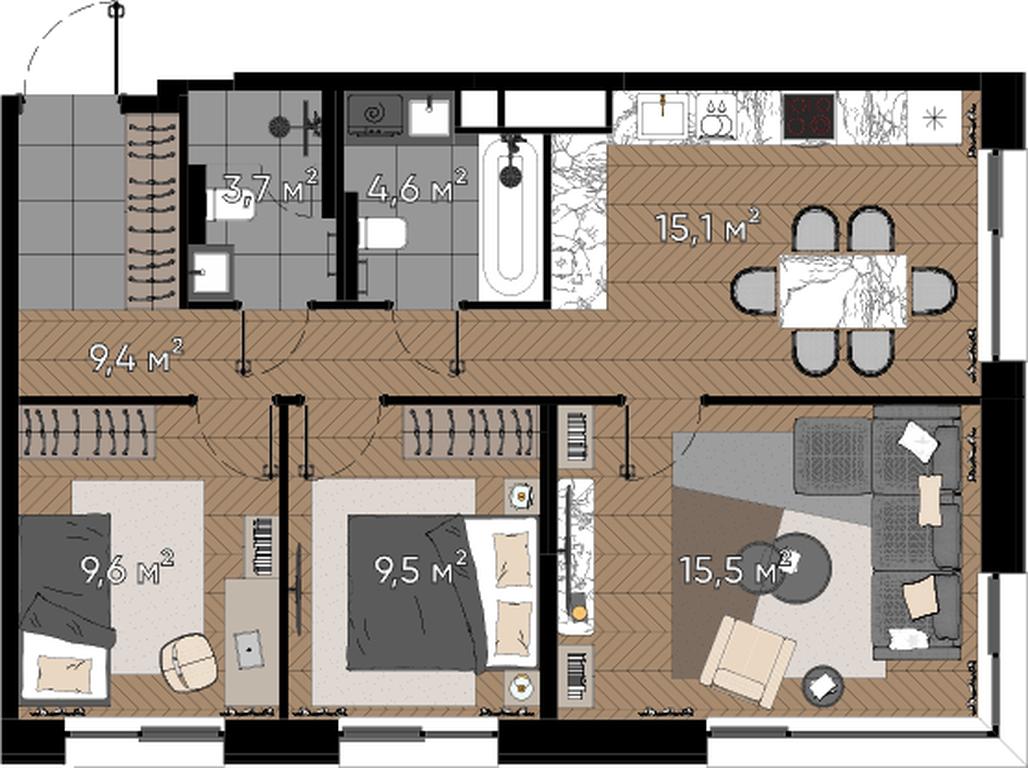 4-BD Apartment Sale, 67.4 sq. m. at Zorge 9, Zorge Street, 9к1, Moscow, Russia #2 4-BD Apartment Sale, 67.4 sq. m. at Zorge 9, Zorge Street, 9к1, Moscow, Russia #2