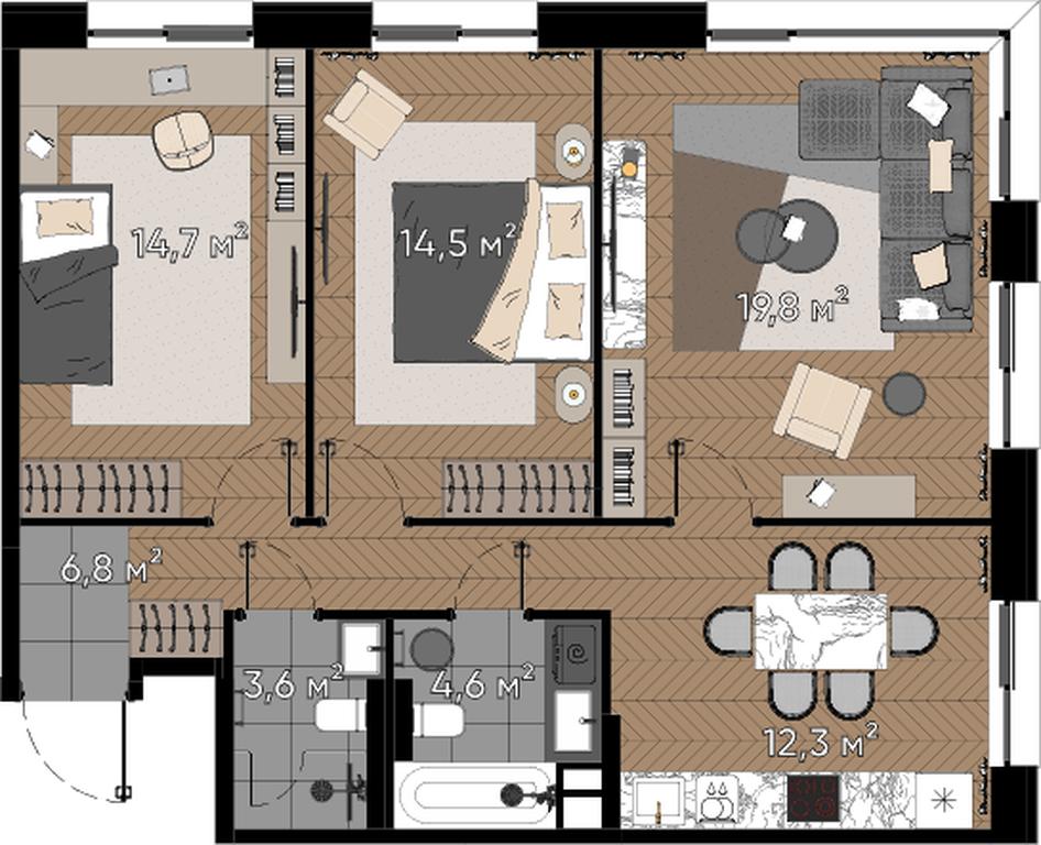 4-BD Apartment Sale, 76.3 sq. m. at Zorge 9, Zorge Street, 9к1, Moscow, Russia #2 4-BD Apartment Sale, 76.3 sq. m. at Zorge 9, Zorge Street, 9к1, Moscow, Russia #2