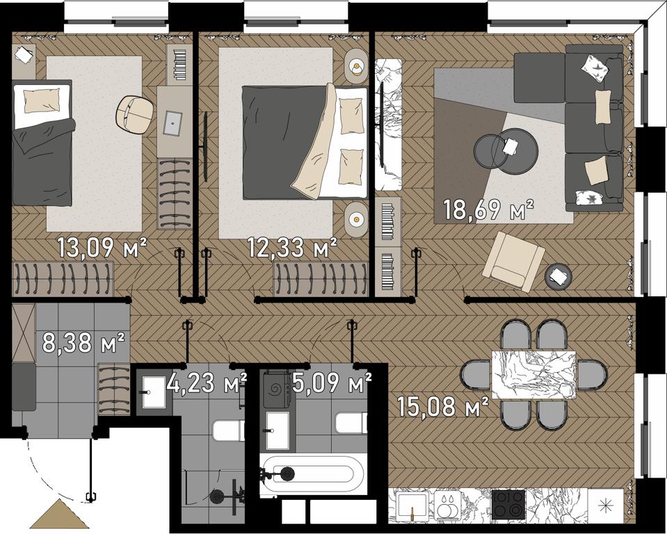 4-BD Apartment Sale, 75.7 sq. m. at Zorge 9, Zorge Street, 9к1, Moscow, Russia #1 4-BD Apartment Sale, 75.7 sq. m. at Zorge 9, Zorge Street, 9к1, Moscow, Russia #1
