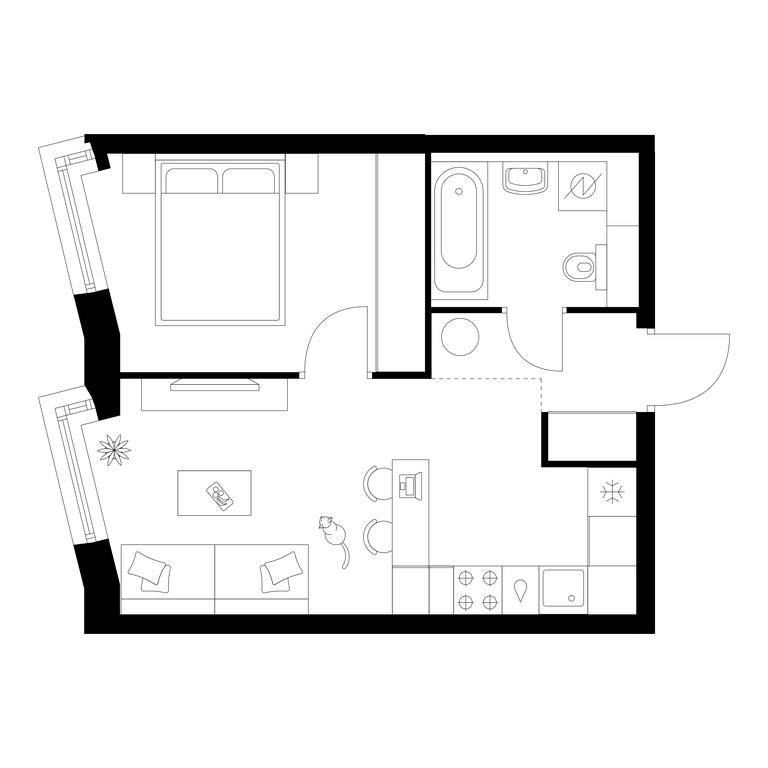 1-BD Apartment Sale, 36.4 sq. m. at Kronshtadtskiy 9, Kronshtadtsky Boulevard, 9с21, Moscow, Russia #1